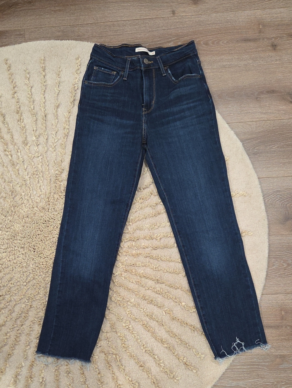 Levi's 724 High Rise Straight Raw Hem Jeans